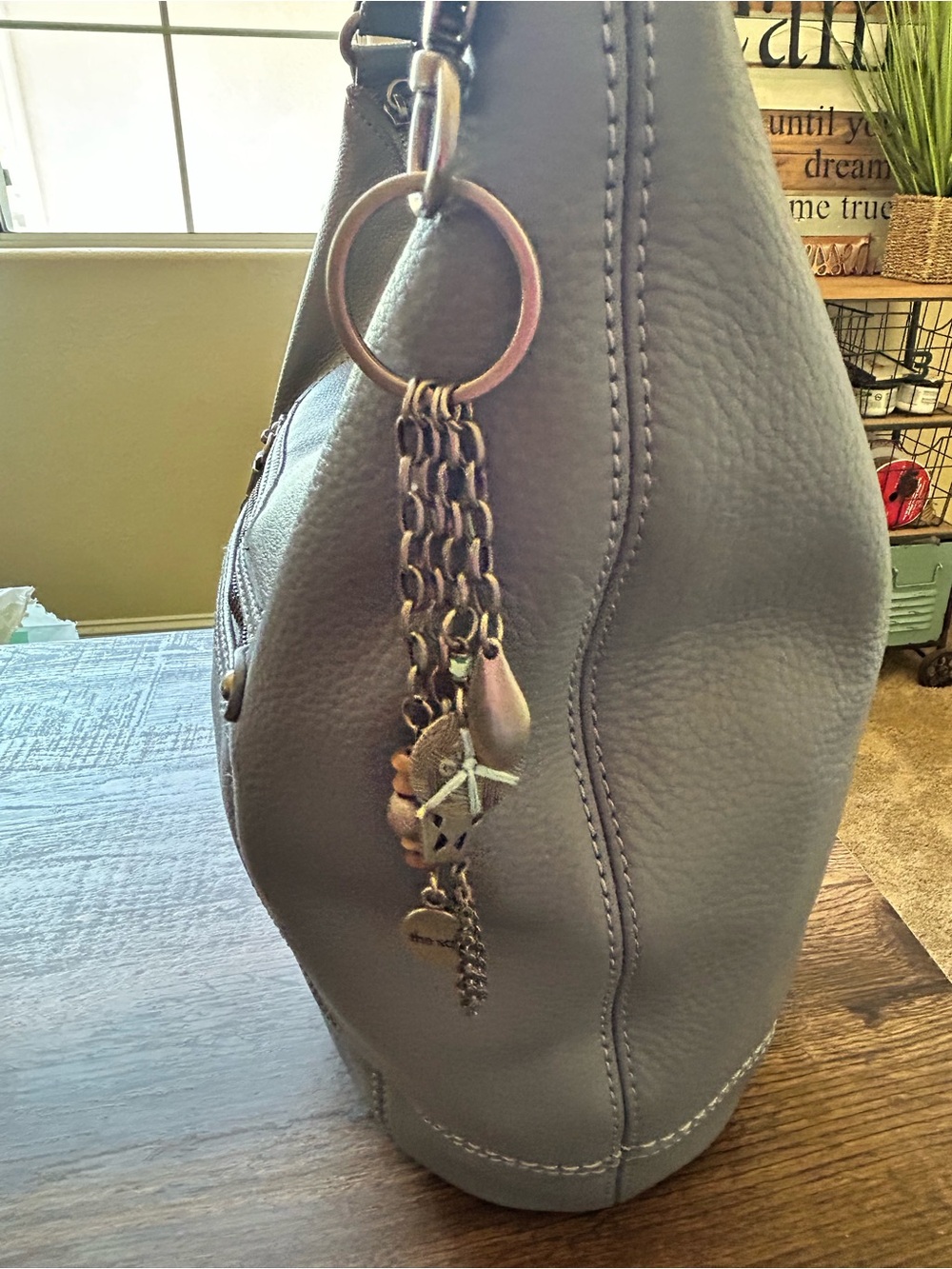 BNNT: The Sak “Sequoia” Blue/Grey All-Leather Hobo Bag with Charm Accent - Picture 4 of 14